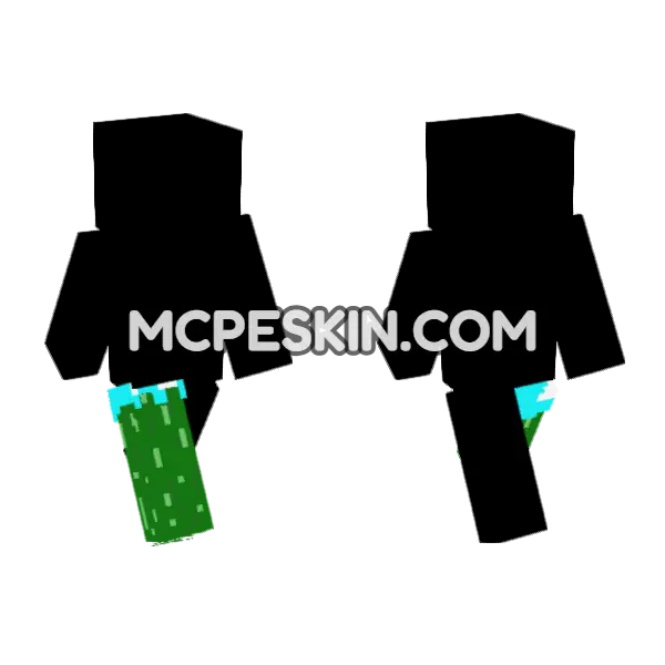 Cucumber In Diamond Helmet Minecraft Bedrock skin, front and back