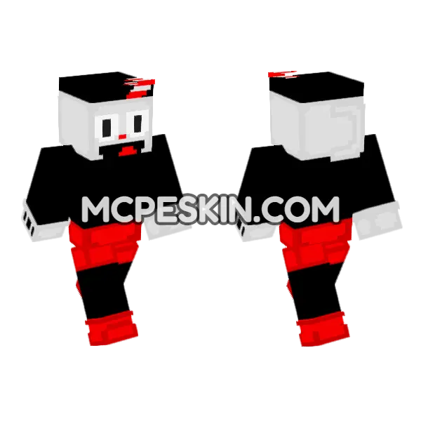 Cuphead Minecraft Bedrock skin, front and back