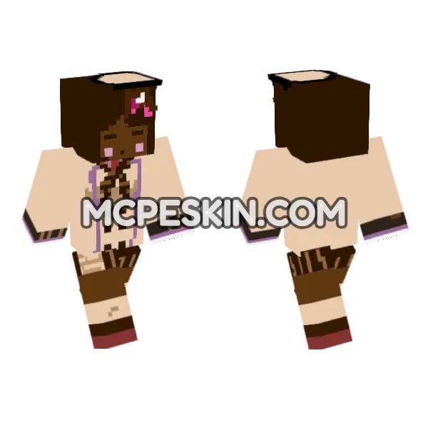 Cute Brown Girl Minecraft Bedrock skin, front and back