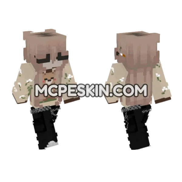 Cute Bunny Girl Minecraft Bedrock skin, front and back