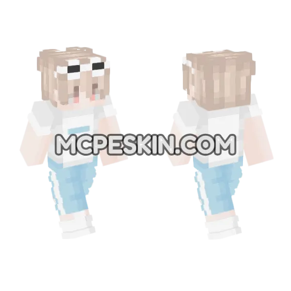 Cute Bunny Girl Minecraft Bedrock skin, front and back