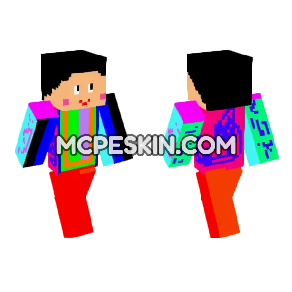Cute Cartoon Girl Outfit Minecraft Bedrock skin, front and back