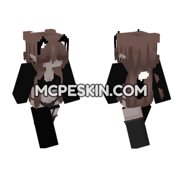 Cute Cat Girl Minecraft Bedrock skin, front and back