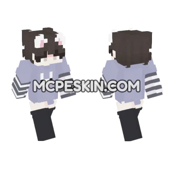 Cute Cat Girl Skin Minecraft Bedrock skin, front and back