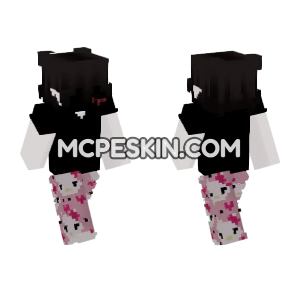 Cute Cat Pajamas Minecraft Bedrock skin, front and back