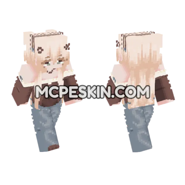 Cute Cherry Girl Outfit Minecraft Bedrock skin, front and back