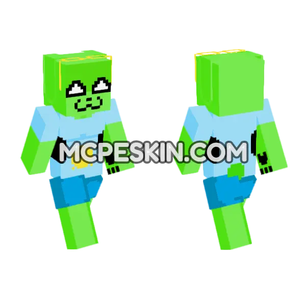 Cute Green Rabbit Minecraft Bedrock skin, front and back