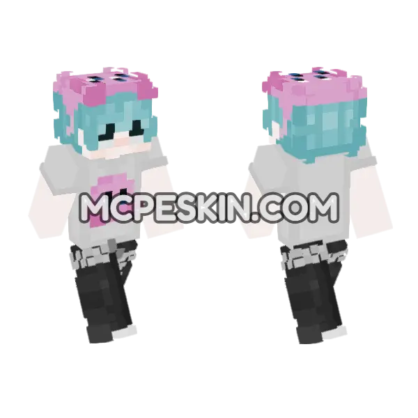 Cute Pink Kirby Skin Minecraft Bedrock skin, front and back