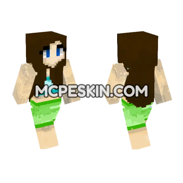 Cute Summer Girl Bedrock Edition Minecraft Bedrock skin, front and back
