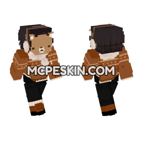 Cute Winter Bear Mask, front and back