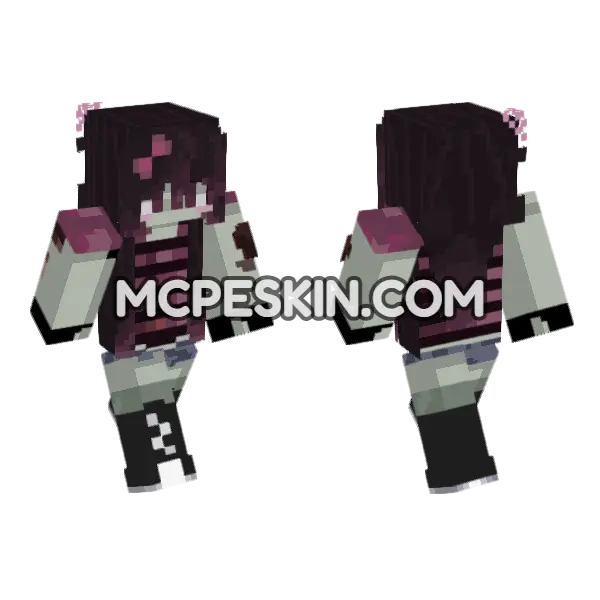 Cute Zombie Girl Minecraft Bedrock skin, front and back