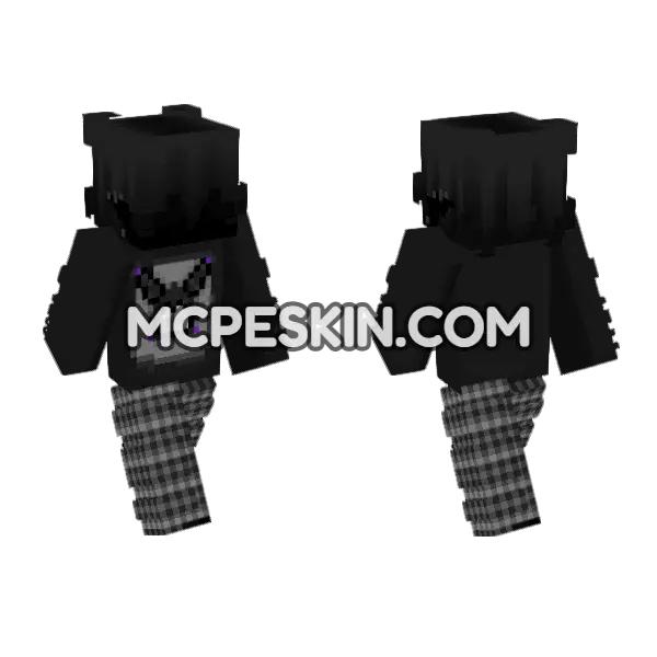 Cutee Kuromi Remake Minecraft Bedrock skin, front and back