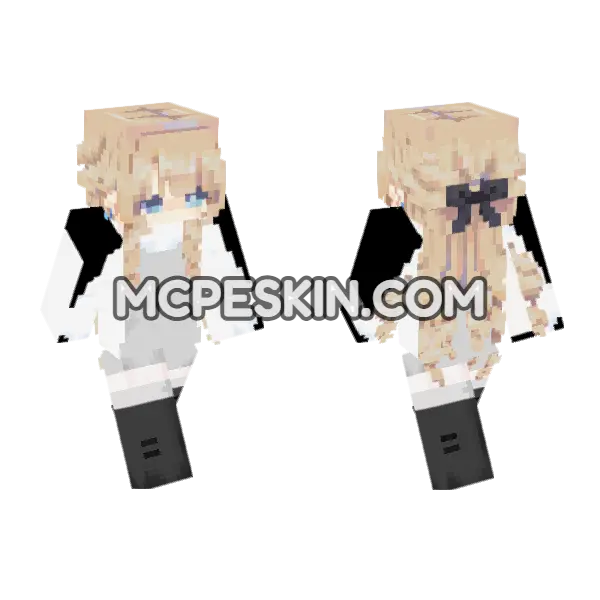 Cutesy Blonde Schoolgirl, front and back