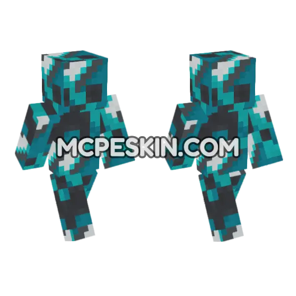 Cyan Glazed Terracotta Minecraft Bedrock skin, front and back