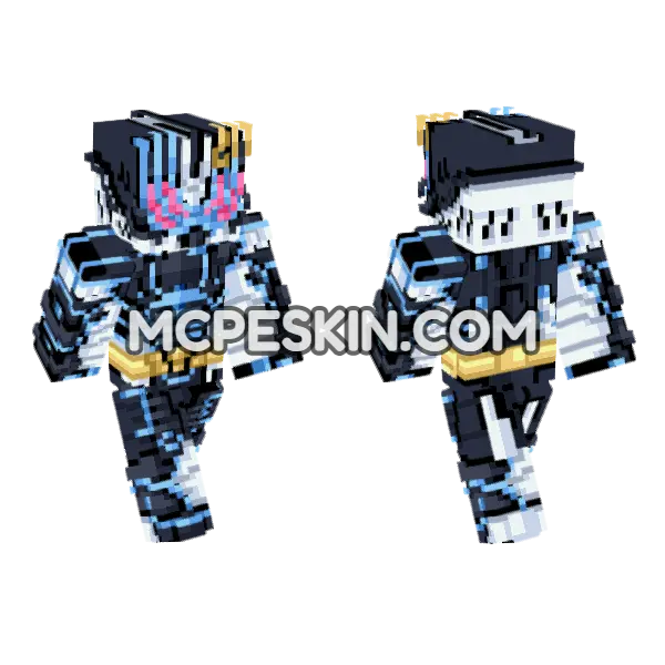 Cybernetic Warrior Suit Minecraft Bedrock skin, front and back