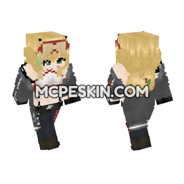 Cyberpunk Future Knight Guardian Minecraft Bedrock skin, front and back