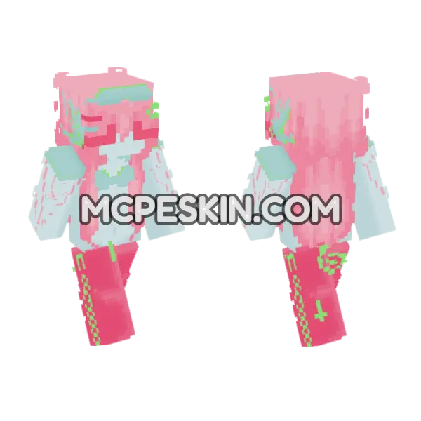 Cyberpunk Inspired Thing Minecraft Bedrock skin, front and back