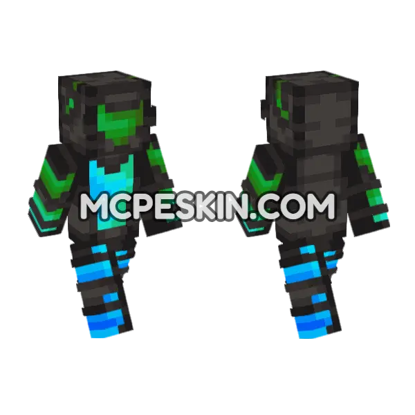 Cyberpunk Style Minecraft Bedrock skin, front and back