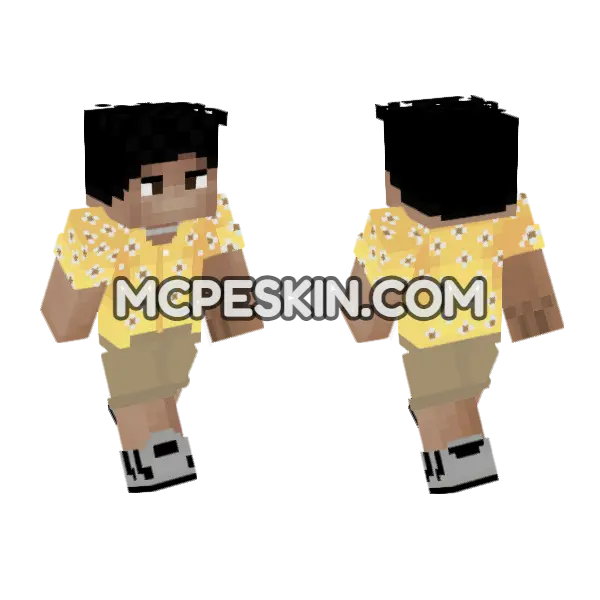 Dahman Sifoureviews Yellow Outfit Minecraft Bedrock skin, front and back