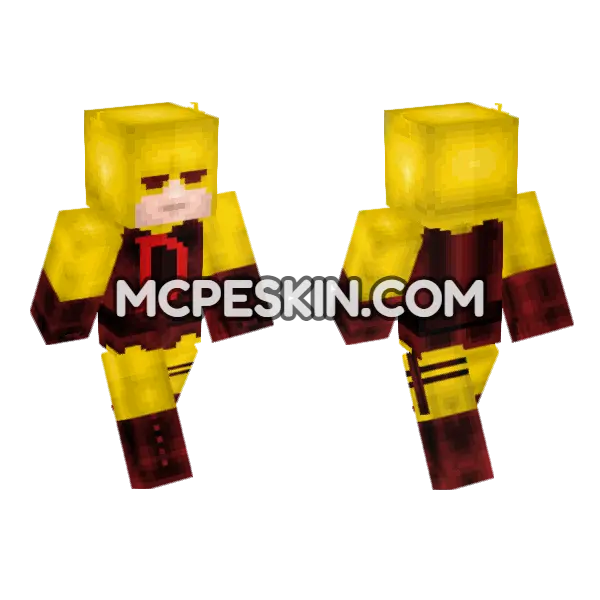 Daredevil Yellow Suit Minecraft Bedrock skin, front and back