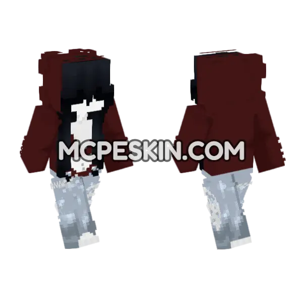 Dark Academia Girl Minecraft Bedrock skin, front and back