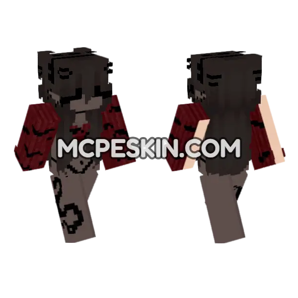 Dark Bat Dress Minecraft Bedrock skin, front and back