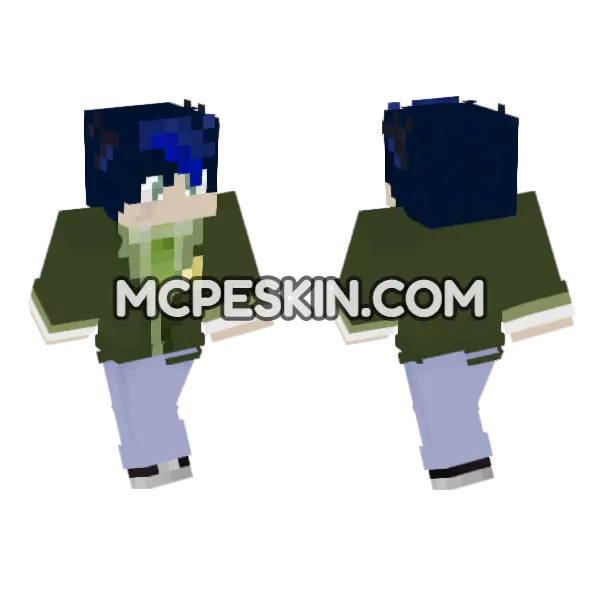 Dark Blue Hooded Figure Minecraft Bedrock skin, front and back
