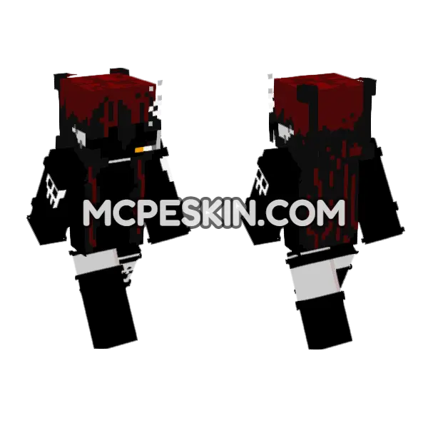 Dark Emo Hoodie Minecraft Bedrock skin, front and back