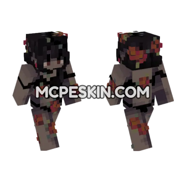 Dark Flower Boy Minecraft Bedrock skin, front and back