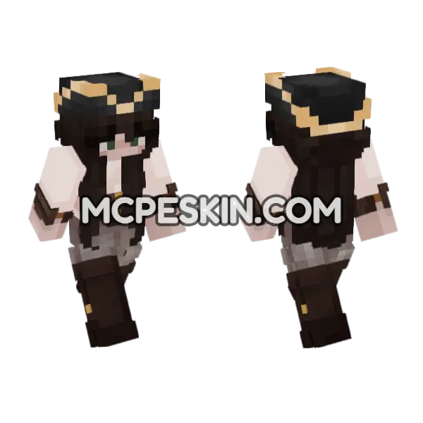 Dark Gothic Outfit Minecraft Bedrock skin, front and back