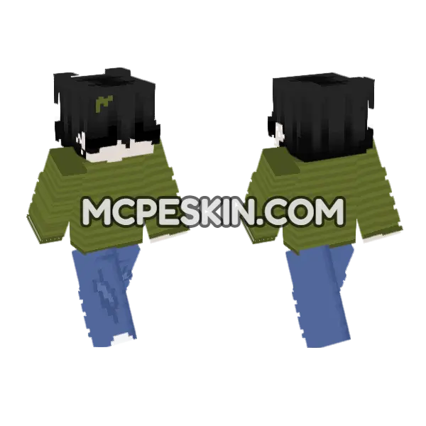 Dark Green Boy Skin, front and back
