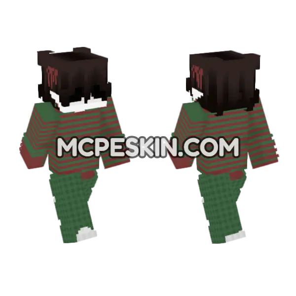 Dark Green Striped Outfit, front and back