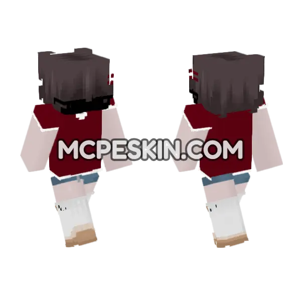 Dark Haired Girl With Glasses Minecraft Bedrock skin, front and back