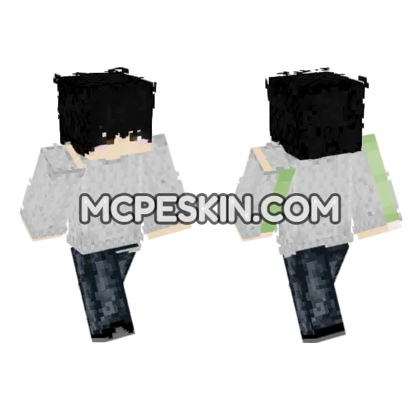 Dark Hoodie Character Minecraft Bedrock skin, front and back