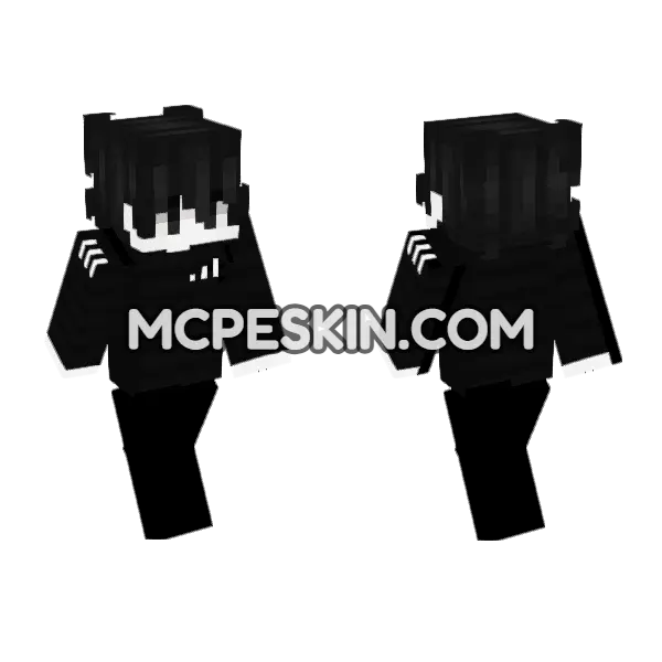 Dark Hoodie Outfit Minecraft Bedrock skin, front and back
