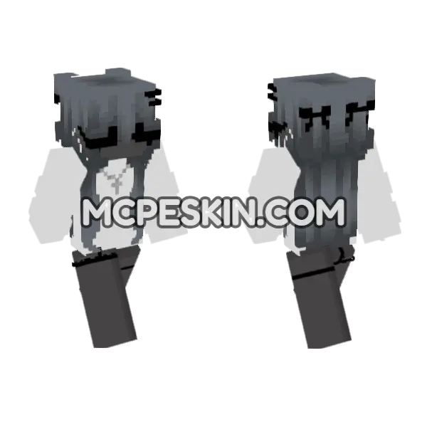 Dark Hoodie With White Accents Minecraft Bedrock skin, front and back
