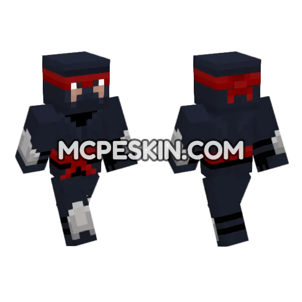 Dark Ninja Outfit Minecraft Bedrock skin, front and back