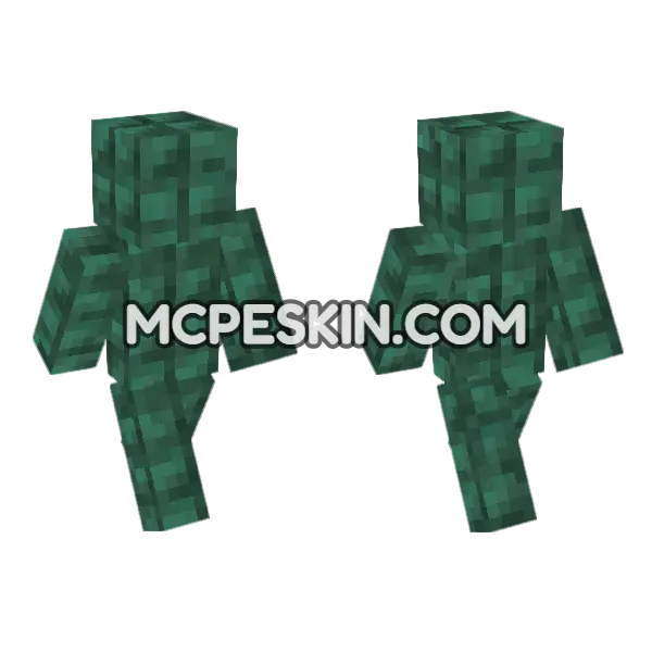 Dark Prismarine Minecraft Bedrock skin, front and back