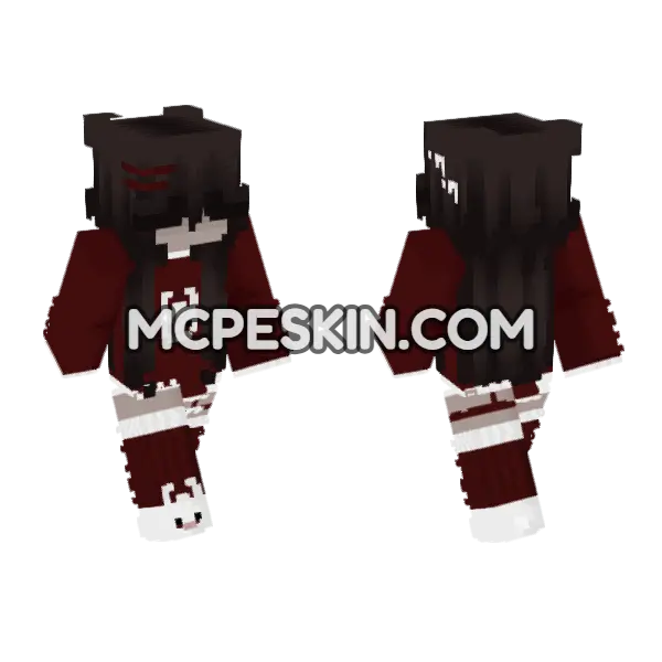 Dark Red Hoodie Outfit, front and back