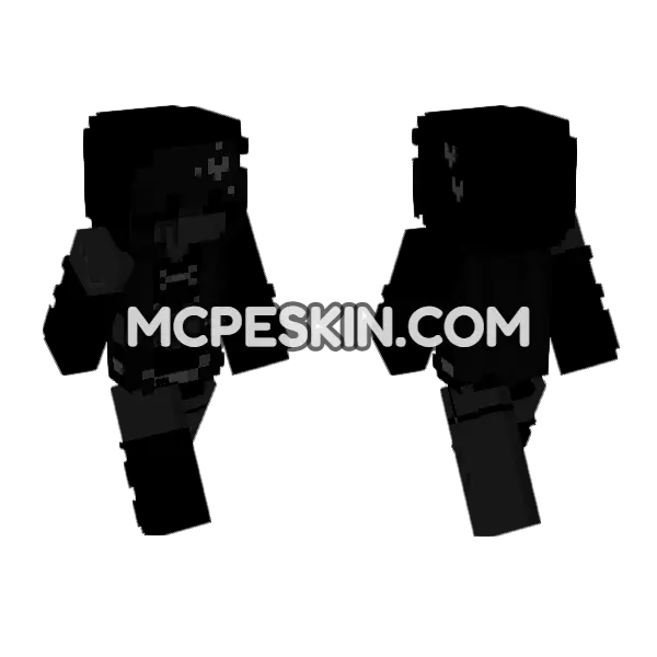 Dark Skeleton Warrior Minecraft Bedrock skin, front and back