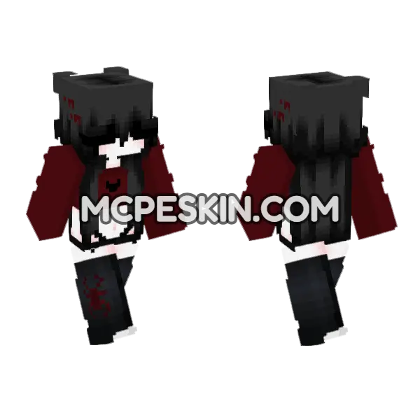 Dark Spider Girl Minecraft Bedrock skin, front and back