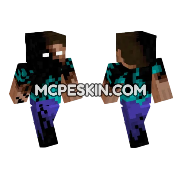 Dark Steve 3 Minecraft Bedrock skin, front and back