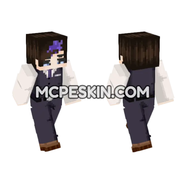 Dark Suit With Purple Accents, front and back