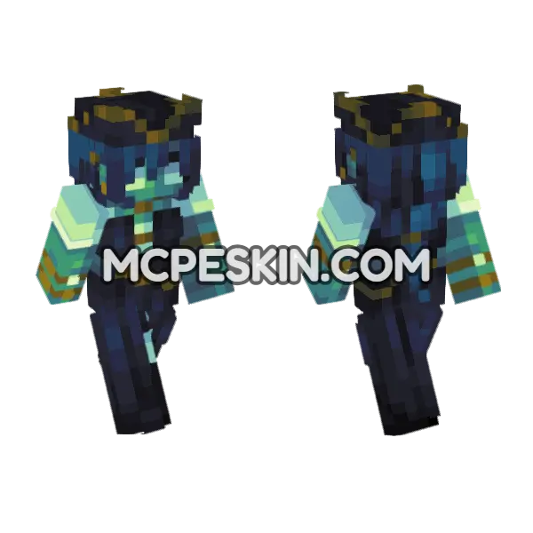 Dark Teal Outfit Minecraft Bedrock skin, front and back