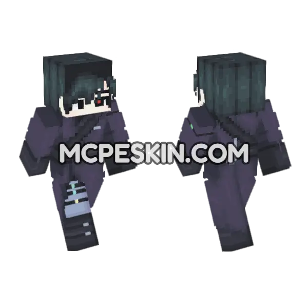 Dark Trench Coat Detective Minecraft Bedrock skin, front and back