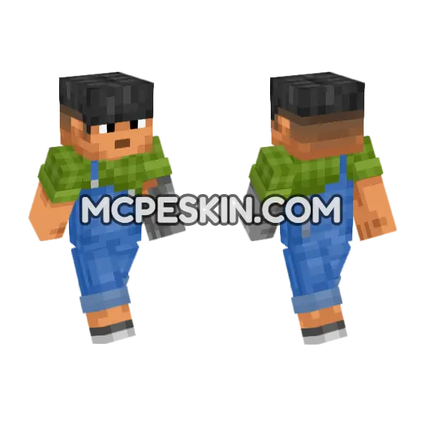 Deanthebean9 Blue Overalls Minecraft Bedrock skin, front and back
