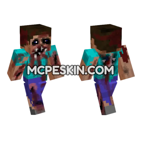 Decayed Steve Creepypasta Minecraft Bedrock skin, front and back