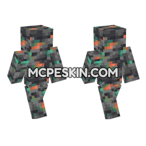 Deepslate Copper Ore Minecraft Bedrock skin, front and back