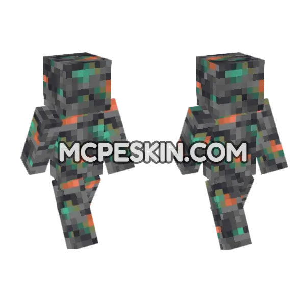 Deepslate Copper Ore Minecraft Bedrock skin, front and back