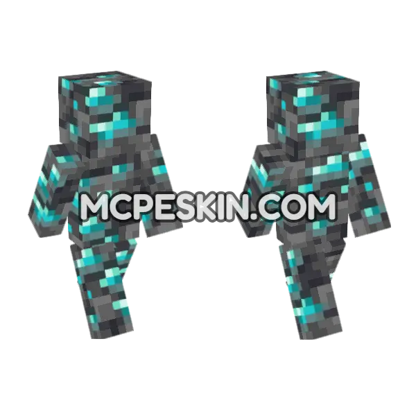 Deepslate Diamond Ore Minecraft Bedrock skin, front and back